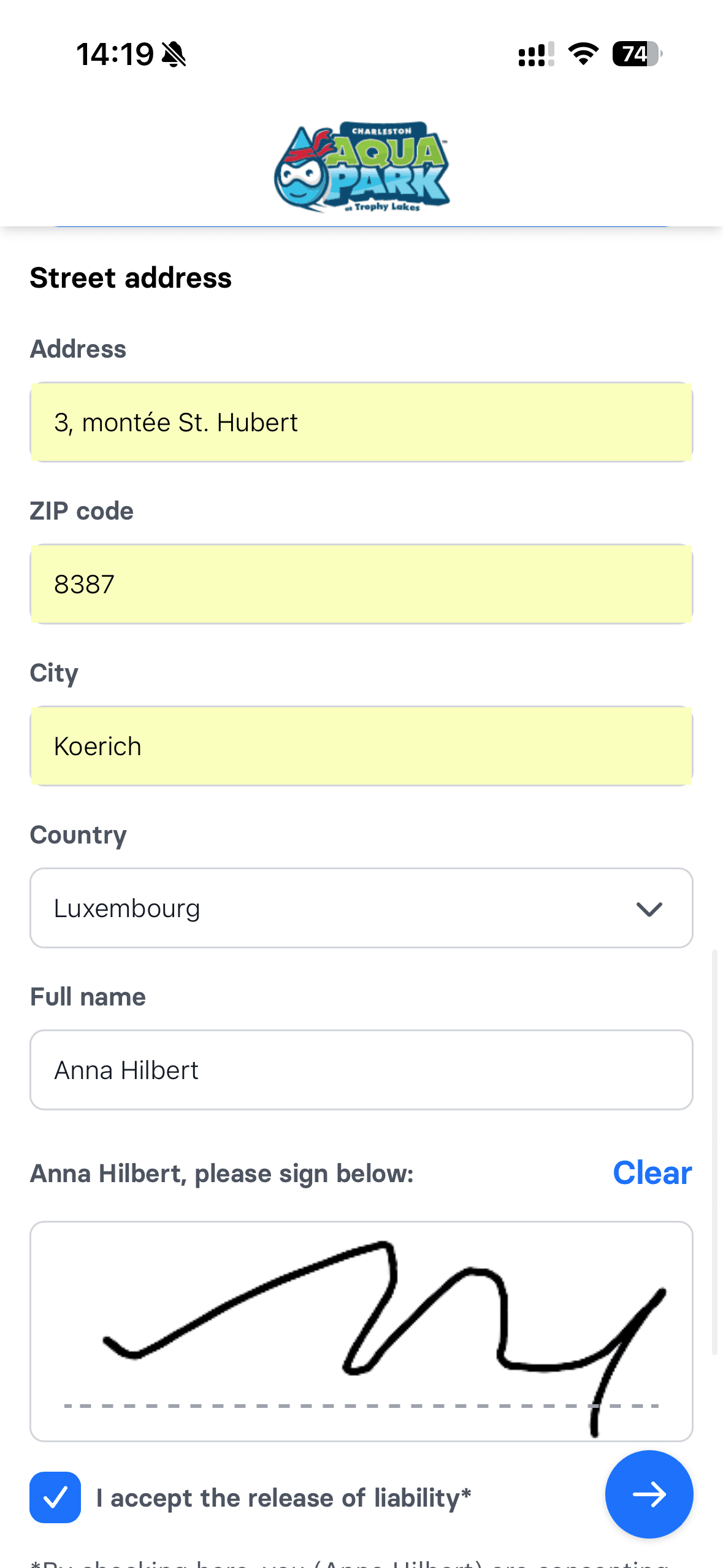Ticket claiming and waiver signing - step 7