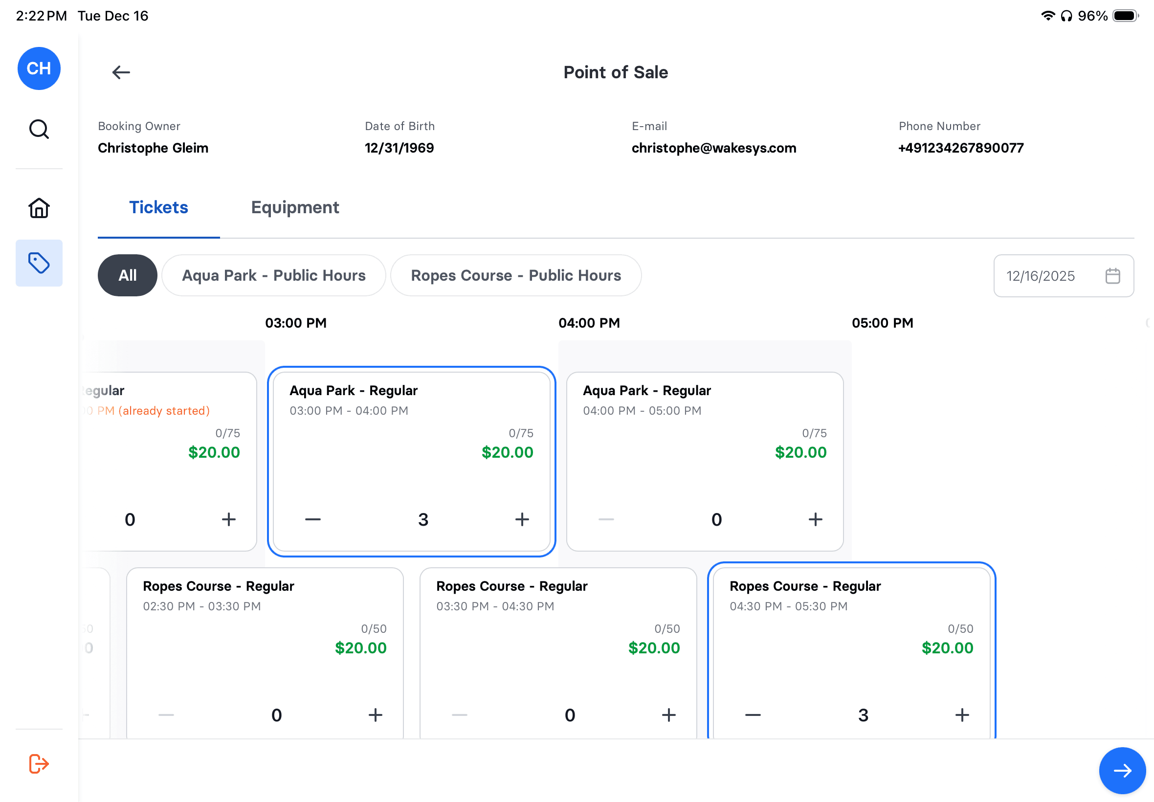 POS check-in and sales flow - step 6