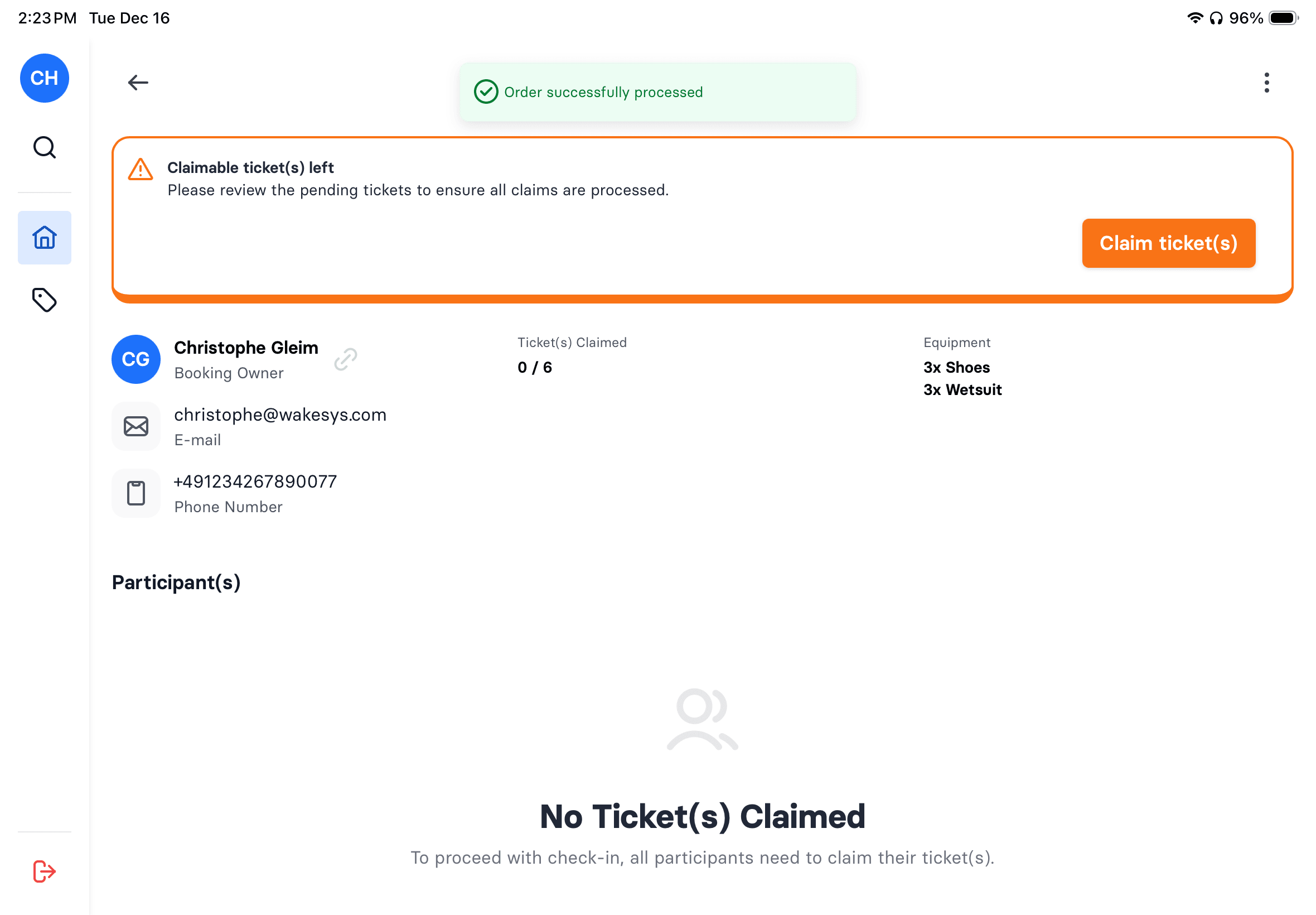 POS check-in and sales flow - step 8
